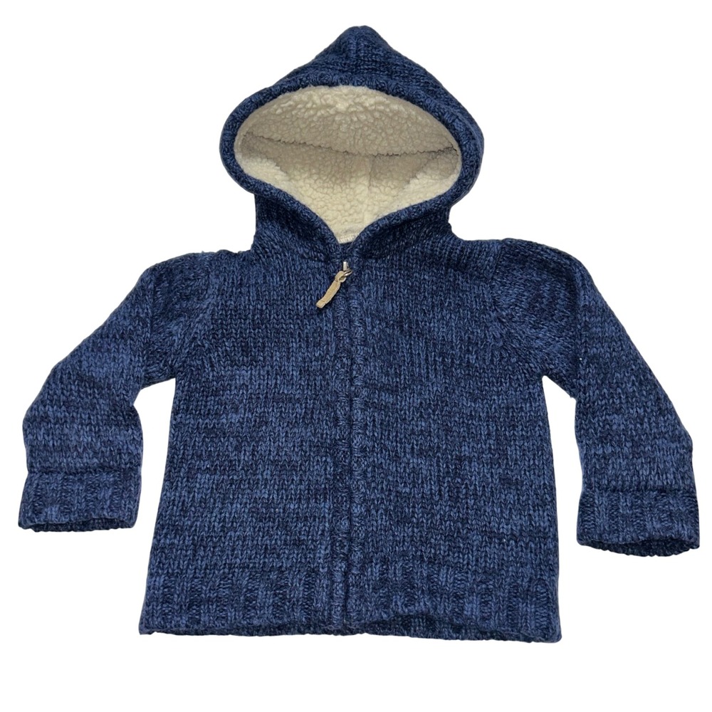 Carter's Toddler Boysβ 18 Months Blue Sherpa Lined Knit Hoodie Jacket